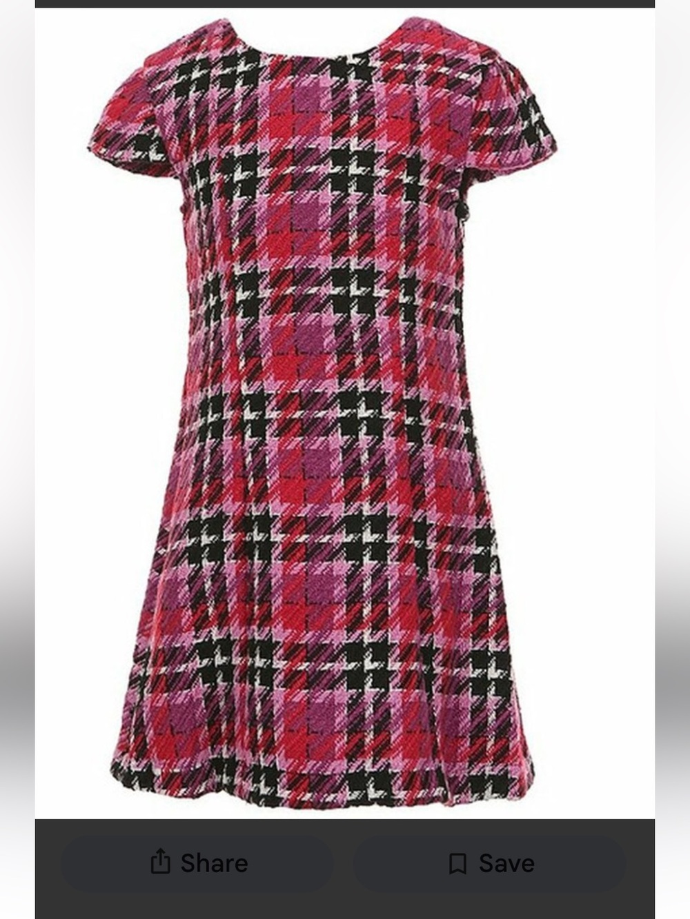 GB Girls Tweed Mini Plaid Dress; Size 14